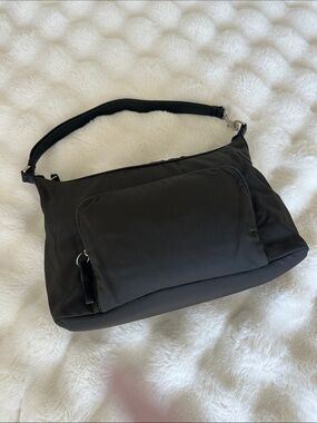 COACH Mercer true vintage nylon hobo bag 
Dark green black leather trim M